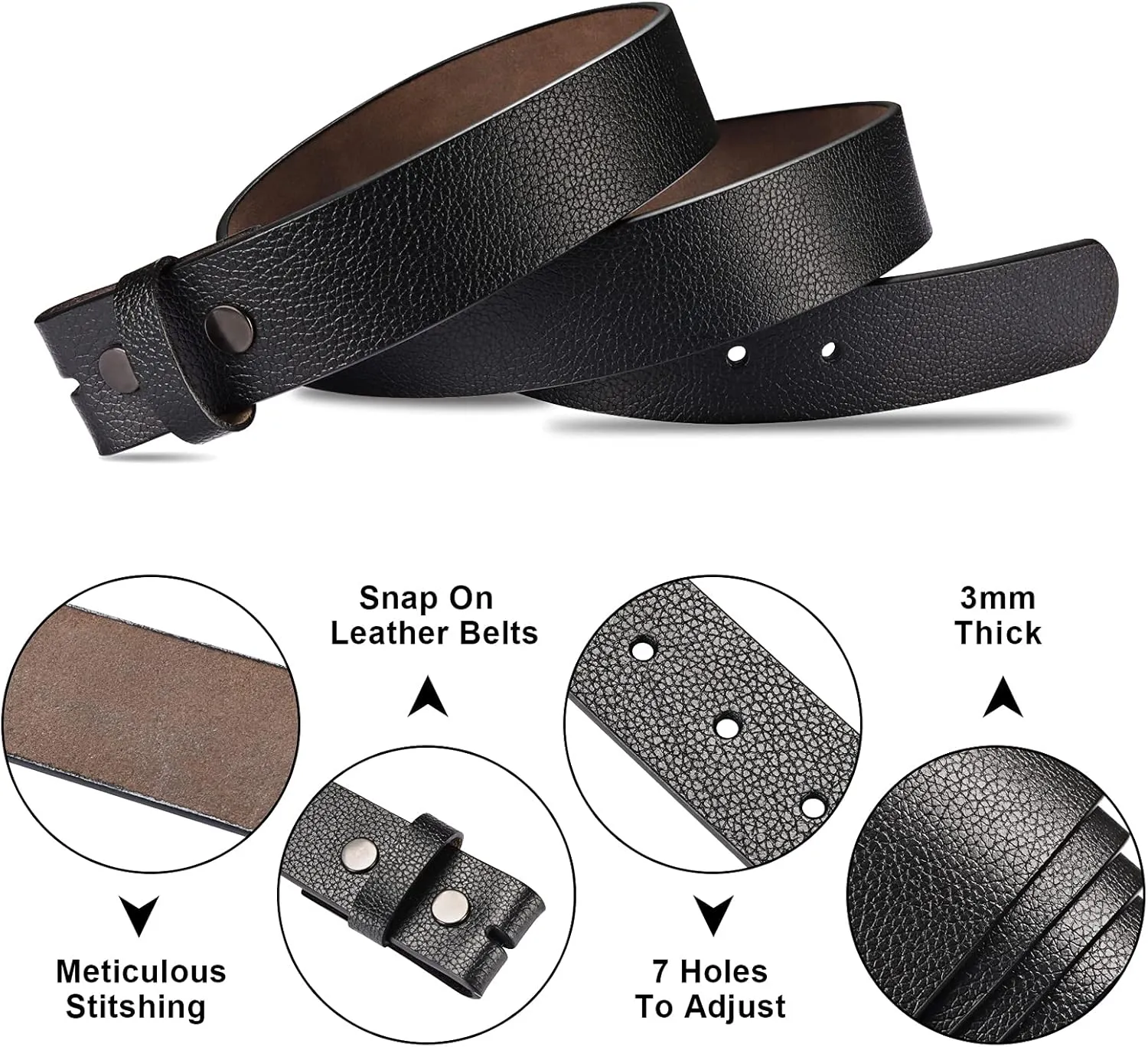 HJones Western Belts for Men without Buckle,Cowboy Belt Buckles for Men,1.5" Wide Genuine Leather Belt No Buckle