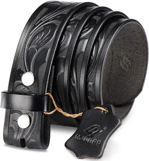HJones Western Belts for Men without Buckle,Cowboy Belt Buckles for Men,1.5" Wide Genuine Leather Belt No Buckle