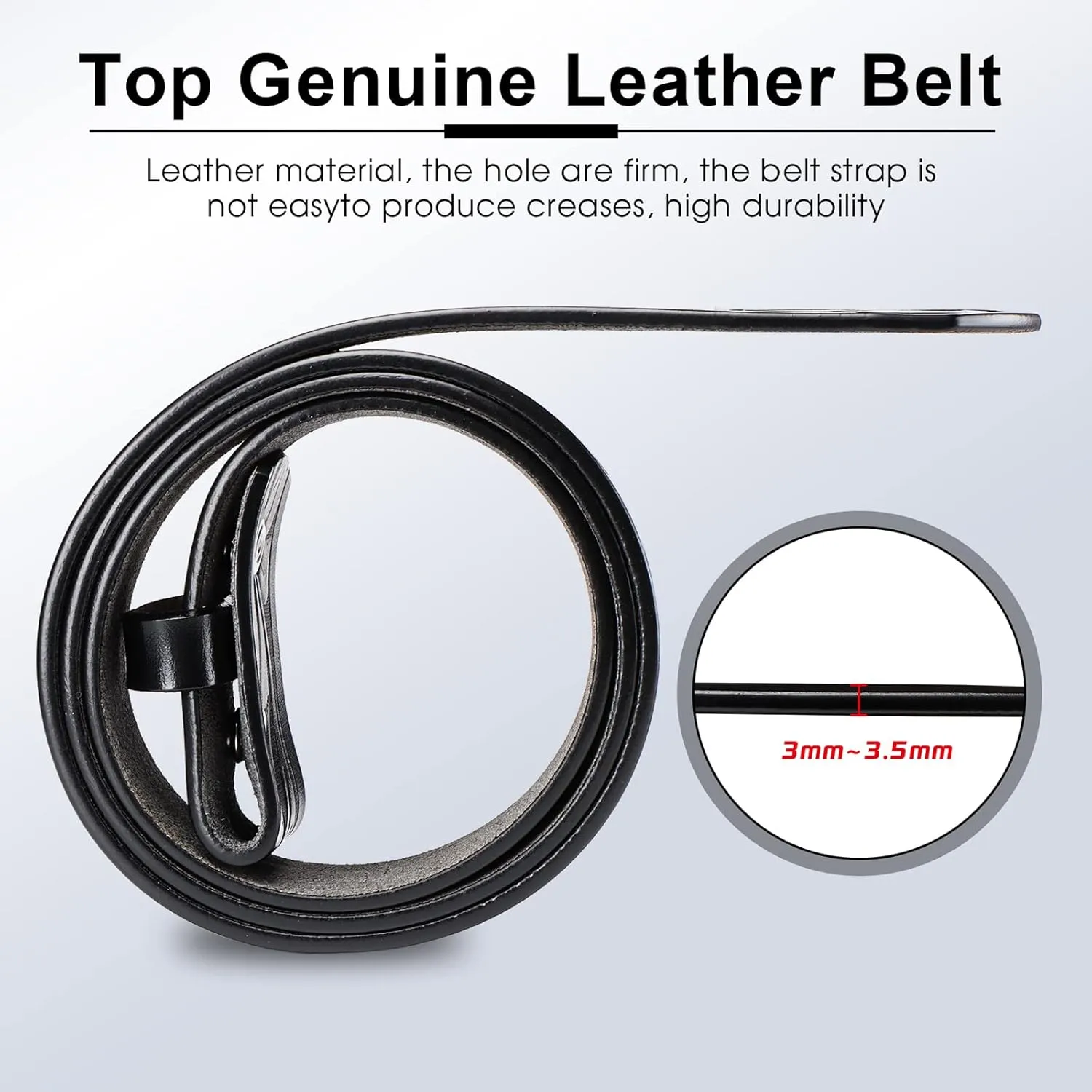 HJones Western Belts for Men without Buckle,Cowboy Belt Buckles for Men,1.5" Wide Genuine Leather Belt No Buckle