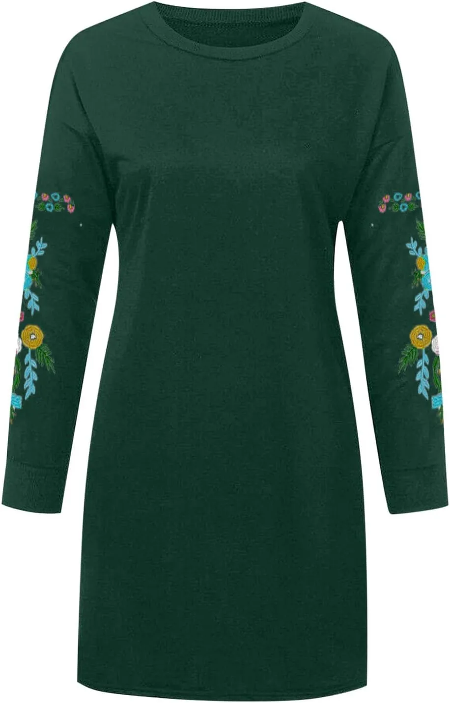Holiday Party Dresses for Women 2024 Winter Fall Long Sleeve Crewneck Sweatshirt Dress Casual Aztec Ethnic Mini Dress
