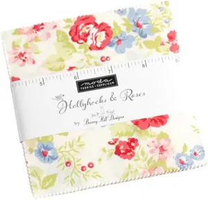 Hollyhocks & Roses Charm Pack by Bunny Hill Designs; 42-5" Precut Fabric Quilt Squares