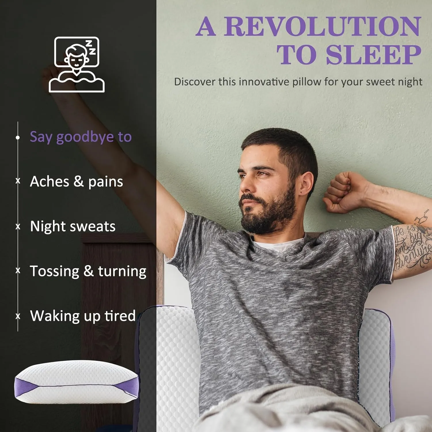HOMELAB Adjustable Shredded Memory Foam Pillows Queen Size, Cooling Bed Pillows for Sleeping with Removable Cover, Medium Pillows for Side Stomach & Back Sleepers, 2 Packs 20"x28"