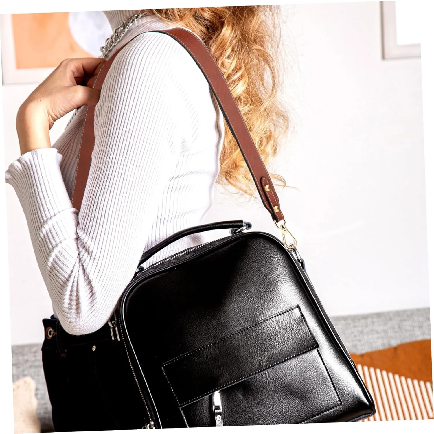 Homoyoyo 2 Sets Leather Purse Straps Crossbody Bag Strap Bag Crossbody Wide Shoulder Replacement Handbags Easy Installation