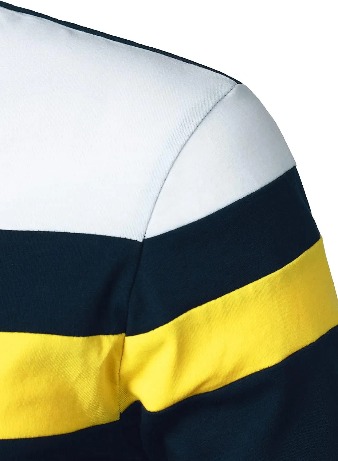 HOOD CREW Men’s Long Sleeve Polo Shirt Casual Slim Fit Shirts Contrast Color Patchwork T Shirts Cotton Tops