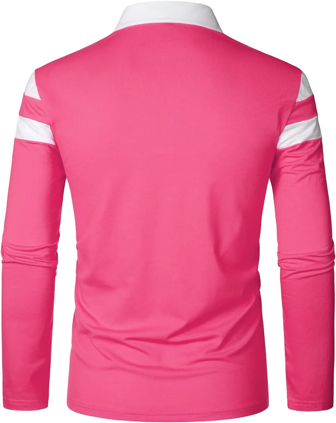 HOOD CREW Men’s Long Sleeve Polo Shirt Casual Slim Fit Shirts Contrast Color Patchwork T Shirts Cotton Tops