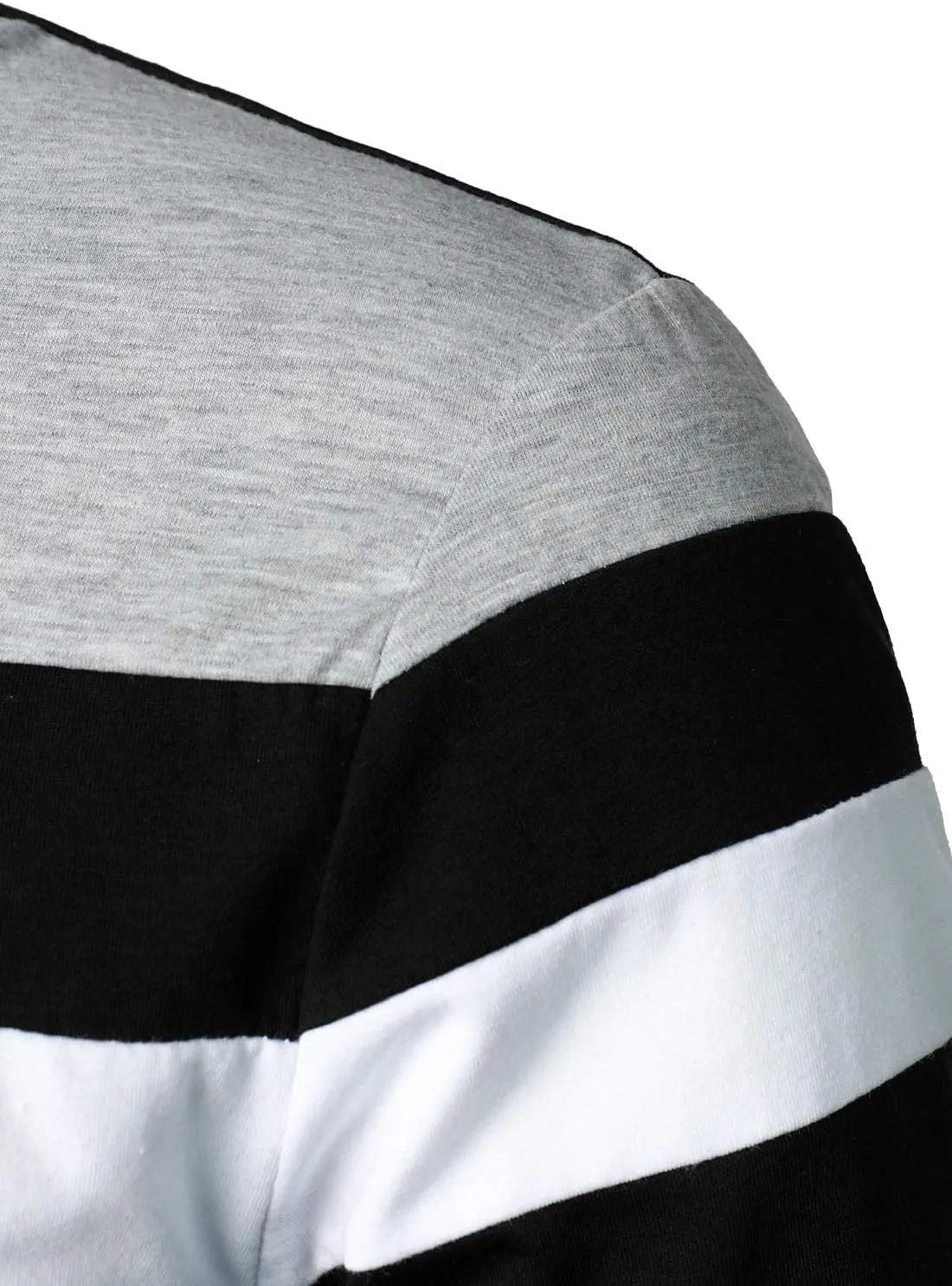 HOOD CREW Men’s Long Sleeve Polo Shirt Casual Slim Fit Shirts Contrast Color Patchwork T Shirts Cotton Tops
