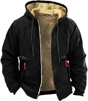Hoodies for Men 2024 Trendy Outfits Zip Up Fleece Sherpa Lined Jacket Soft Comfy Hooded Sweatshirt with Zipper Pocket