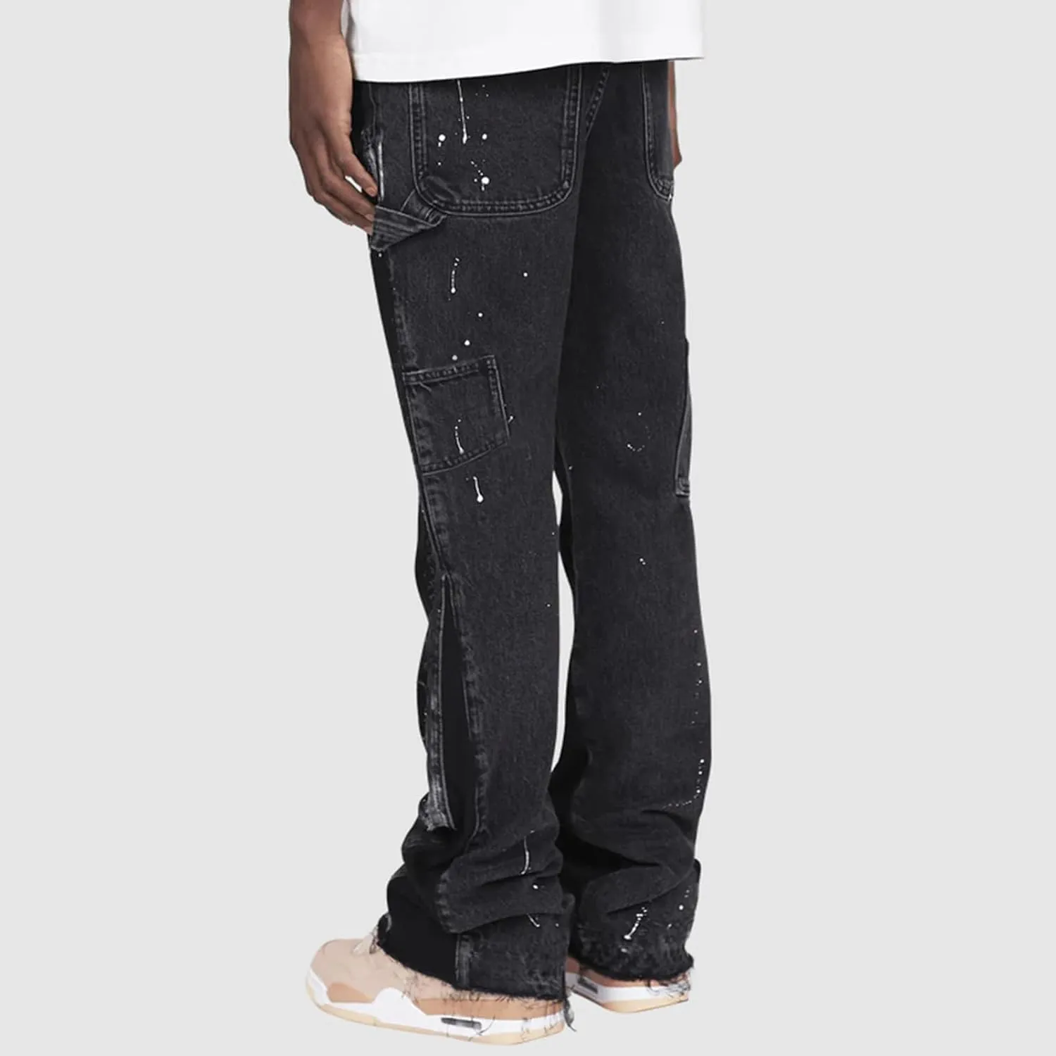 Hulpvktsgiq Jeans for Men Ripped Stretch Fit Skinny Stacked Rhinestone Jeans Slim Fit Denim Pants Fashion Trousers Streetwear
