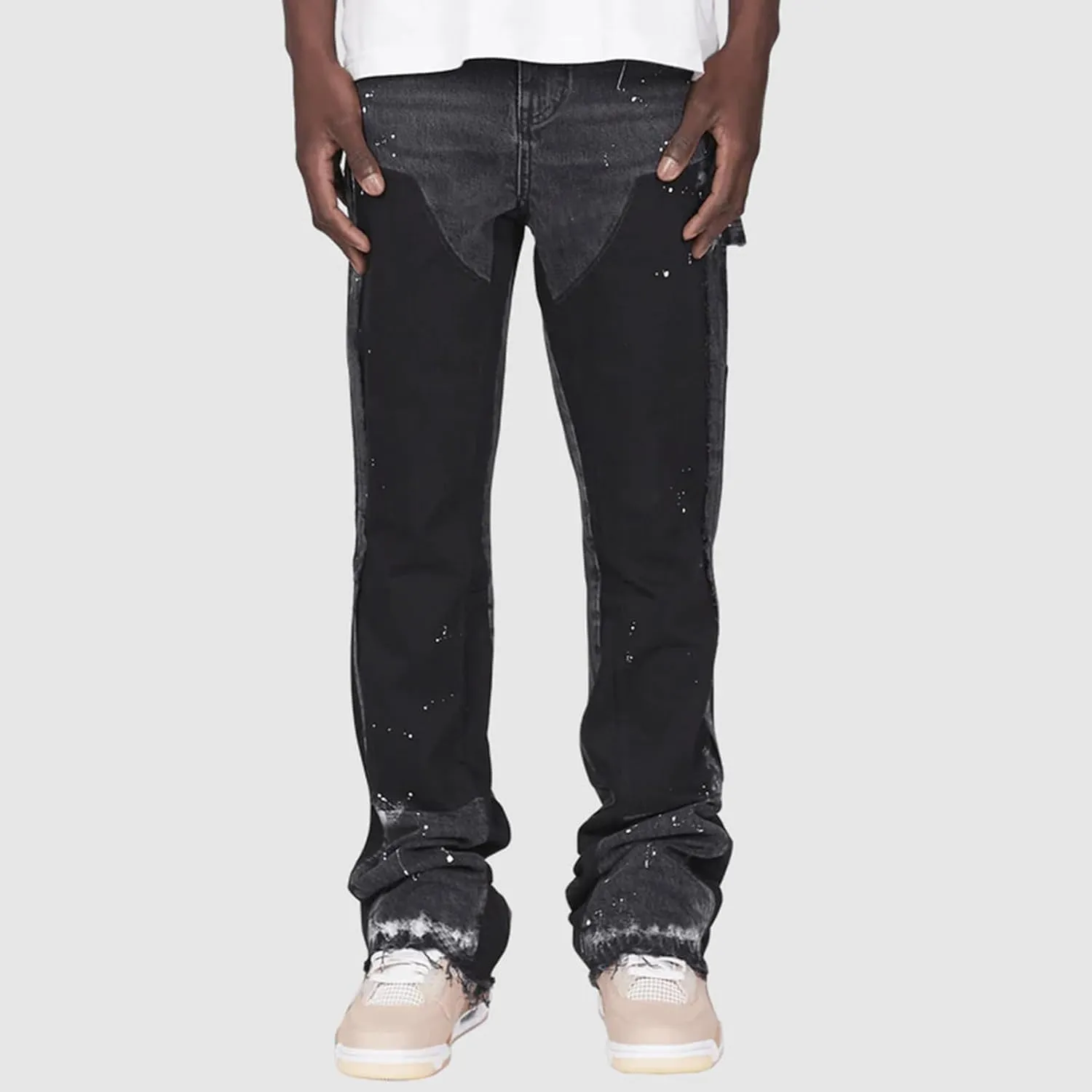 Hulpvktsgiq Jeans for Men Ripped Stretch Fit Skinny Stacked Rhinestone Jeans Slim Fit Denim Pants Fashion Trousers Streetwear