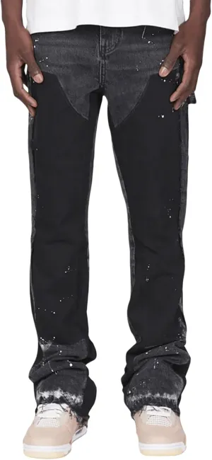 Hulpvktsgiq Jeans for Men Ripped Stretch Fit Skinny Stacked Rhinestone Jeans Slim Fit Denim Pants Fashion Trousers Streetwear