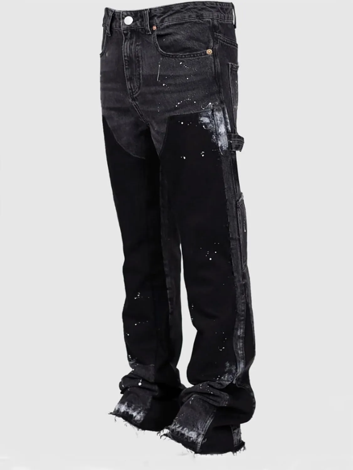 Hulpvktsgiq Jeans for Men Ripped Stretch Fit Skinny Stacked Rhinestone Jeans Slim Fit Denim Pants Fashion Trousers Streetwear