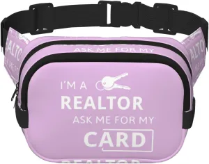 I'M A Realtor Ask Me Print Unisex Square Double Layer Waist Bag Trendy Crossbody Fanny Pack Travel Workouts