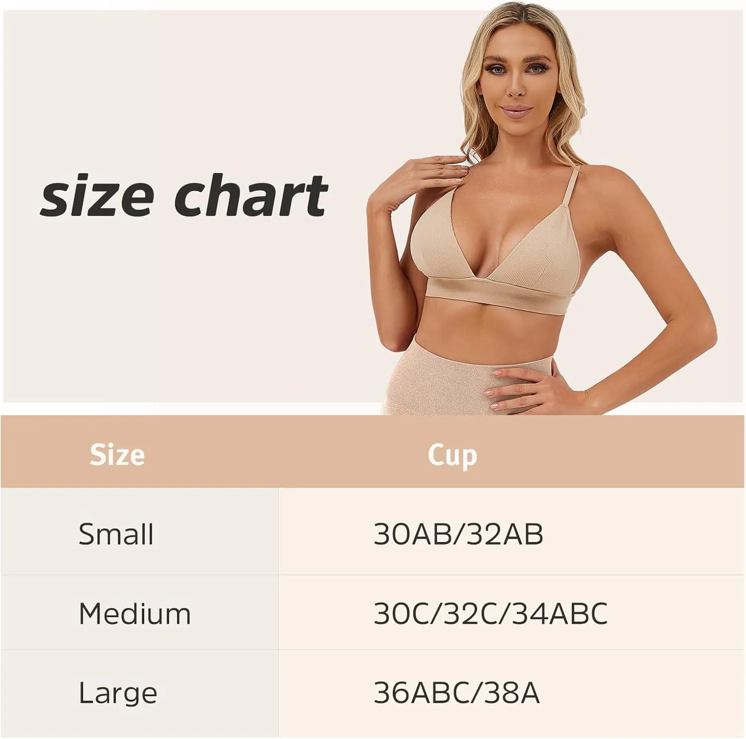 INIBUD Bralettes for Women Ribbed Seamless Padded Bra Wireless Triangle Plunge Cami Bra Adjustable Spaghetti Strap Top
