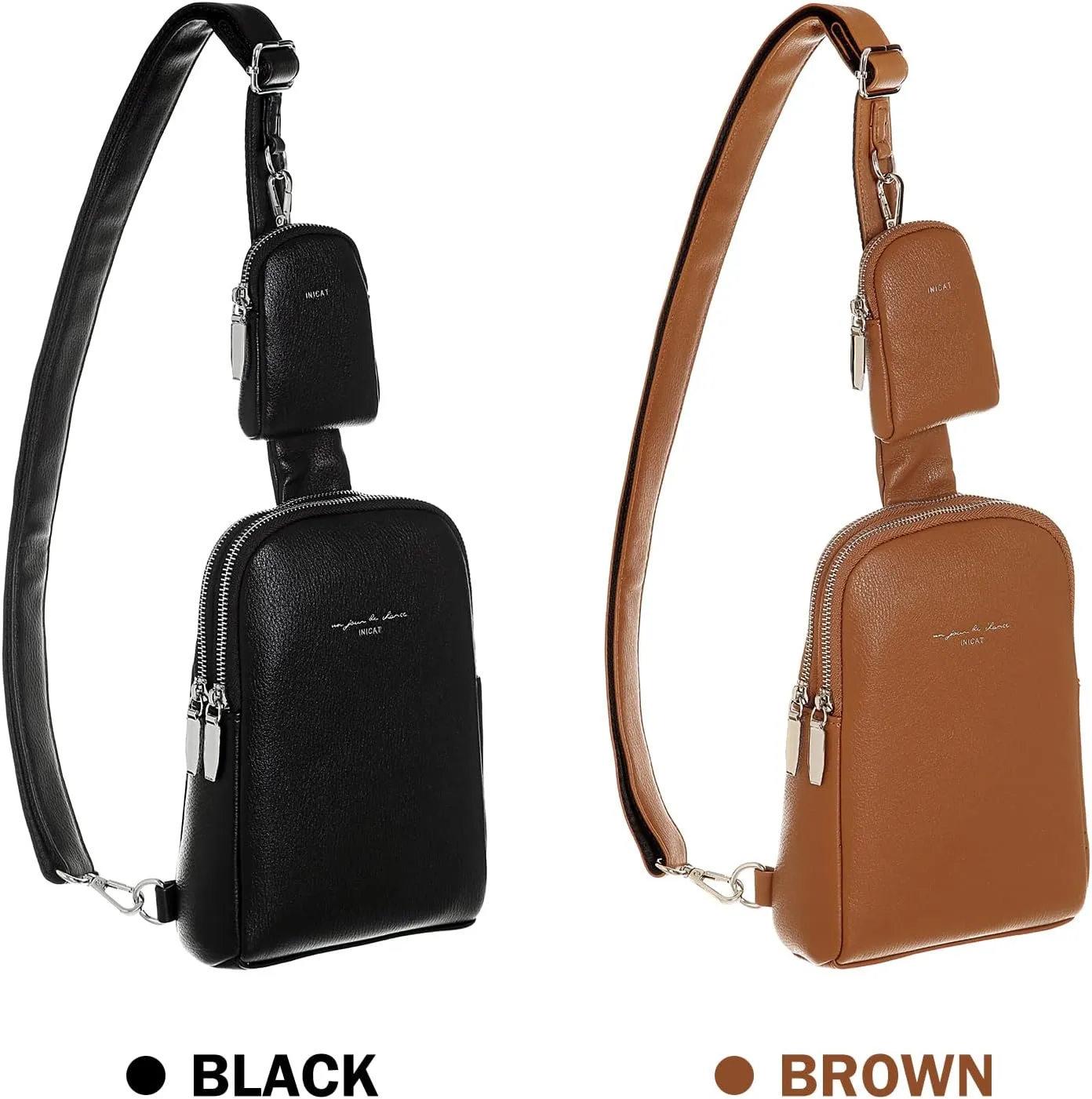 INICAT Travel Small Sling Bag Leather Crossbody Bags for Women Fanny Packs Cross Body Bag for Woman Cross Body Purses