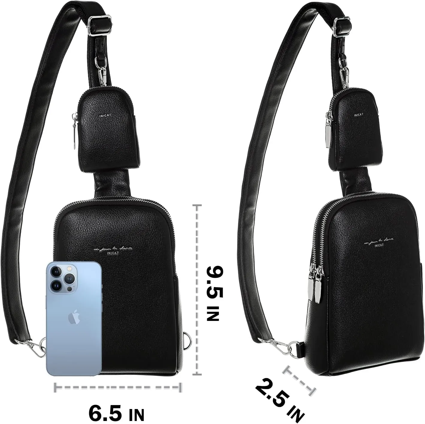 INICAT Travel Small Sling Bag Leather Crossbody Bags for Women Fanny Packs Cross Body Bag for Woman Cross Body Purses