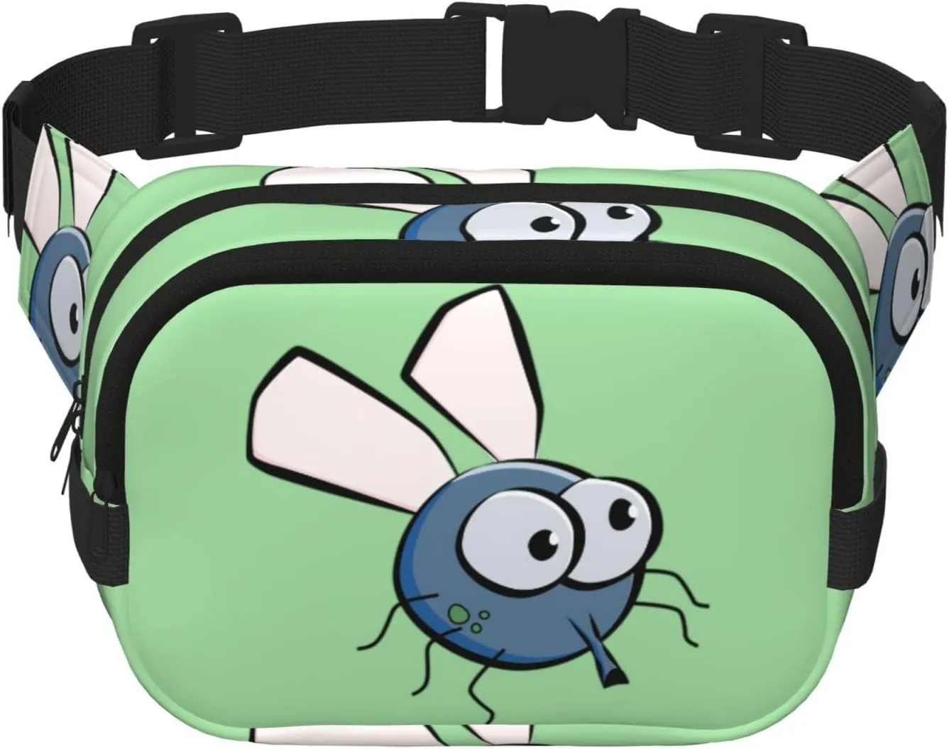 Insect Wings Eyes Cartoon Print Square Workout Double Layer Waist Bag Trendy Pack for Men and Women Trendy Travel