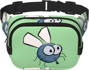 Insect Wings Eyes Cartoon Print Square Workout Double Layer Waist Bag Trendy Pack for Men and Women Trendy Travel