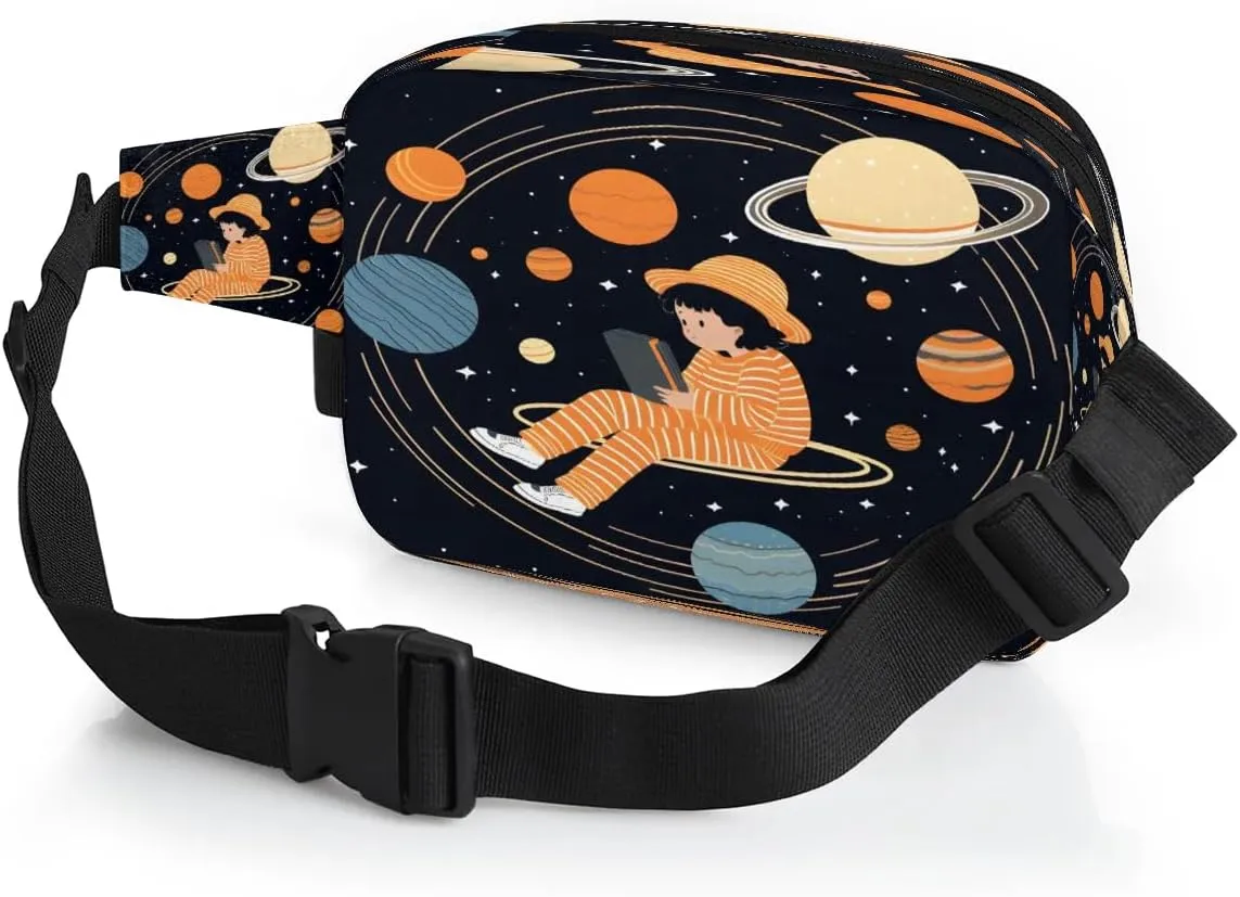 Intergalactic Girl Print Men's and Women's Waist Pack Crossbody Abstract Interstellar Waist Pack Running Strap, Adjustable Shoulder Strap - For Hiking and Running Exercise Fitness