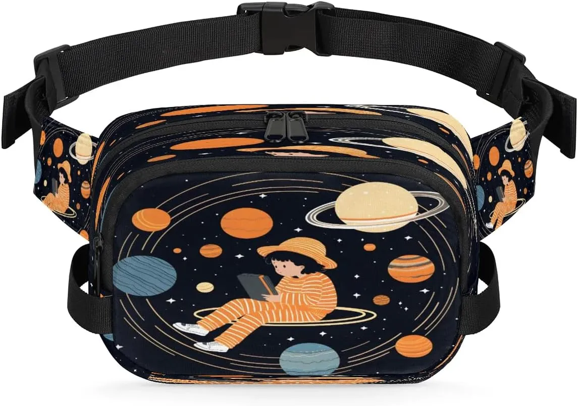 Intergalactic Girl Print Men's and Women's Waist Pack Crossbody Abstract Interstellar Waist Pack Running Strap, Adjustable Shoulder Strap - For Hiking and Running Exercise Fitness