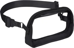 INTINI Clear Fanny Pack for Stadium Events – Small, Plus size Waist Transparent Belt Bag Sports, Concerts, and Festivals Black