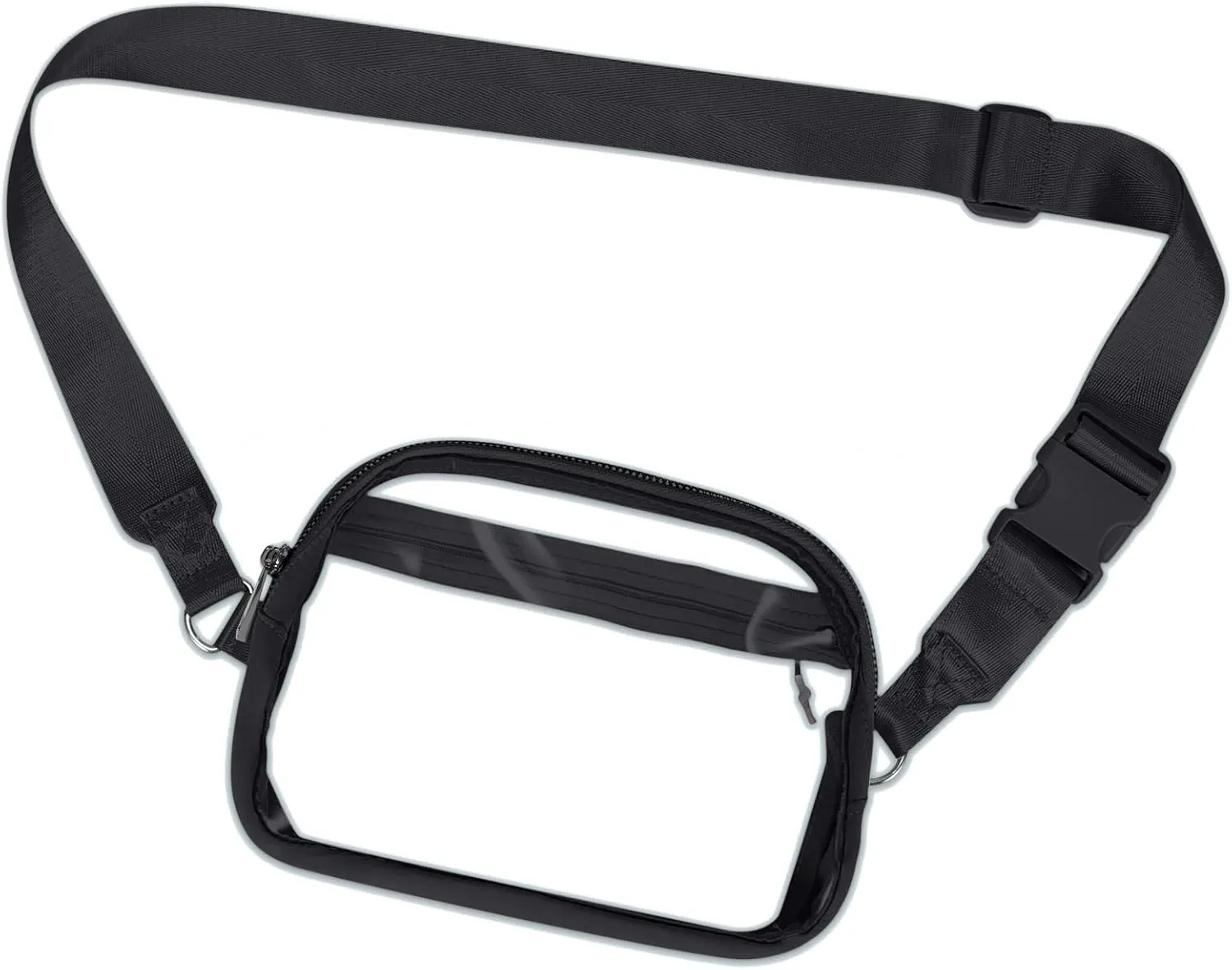 INTINI Clear Fanny Pack for Stadium Events – Small, Plus size Waist Transparent Belt Bag Sports, Concerts, and Festivals Black