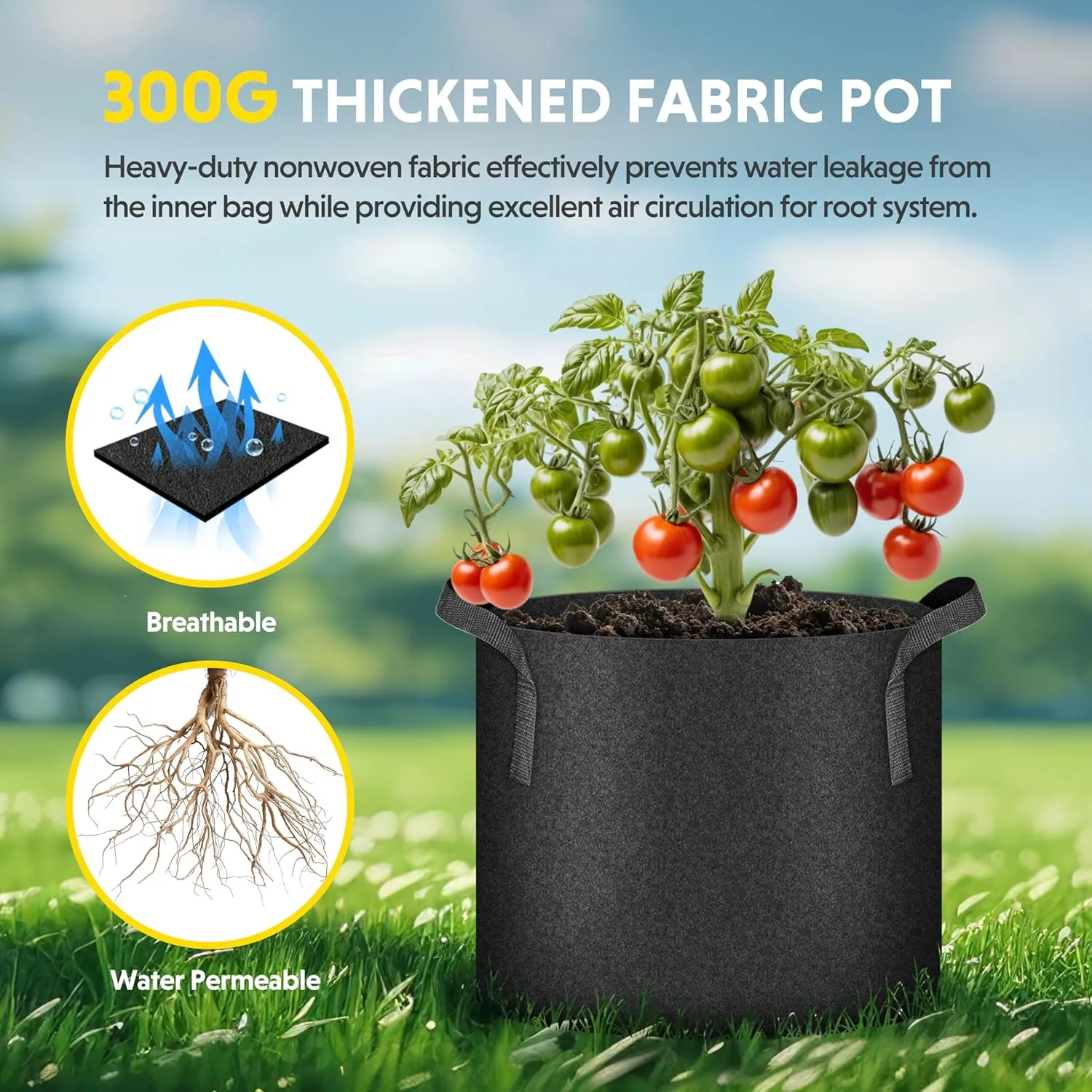 iPower 24-Pack 1 Gallon Grow Bags Heavy Duty Thickened Aeration Nonwoven Fabric Pots with Nylon Handles and 24 Labels for Planting Vegetables, Fruits, Flowers, Black