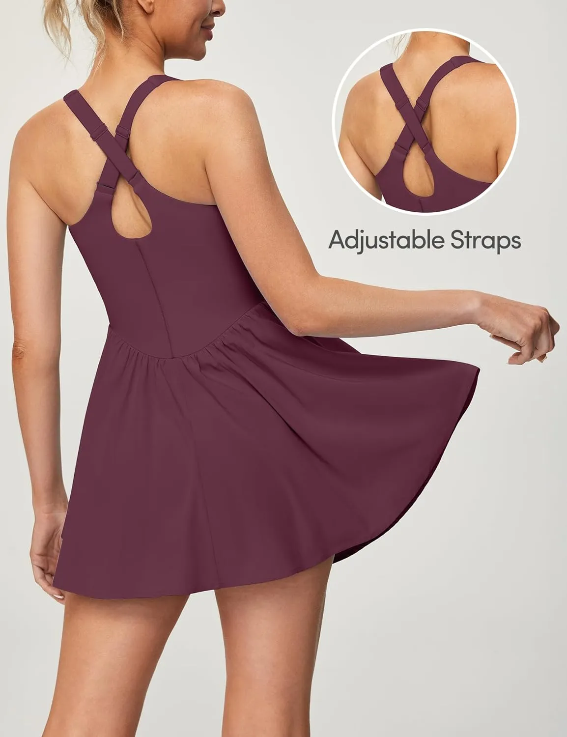 IUGA Tennis Dress with Built in Shorts and Bra Adjustable Straps Athletic Dress for Women Summer Golf Active Workout Dress