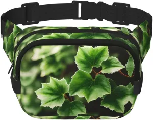 Ivy Blossoms Tree Print Square Waist Purse Double Layer Fanny BagTrendy Travel Waist Bag for Men and Women