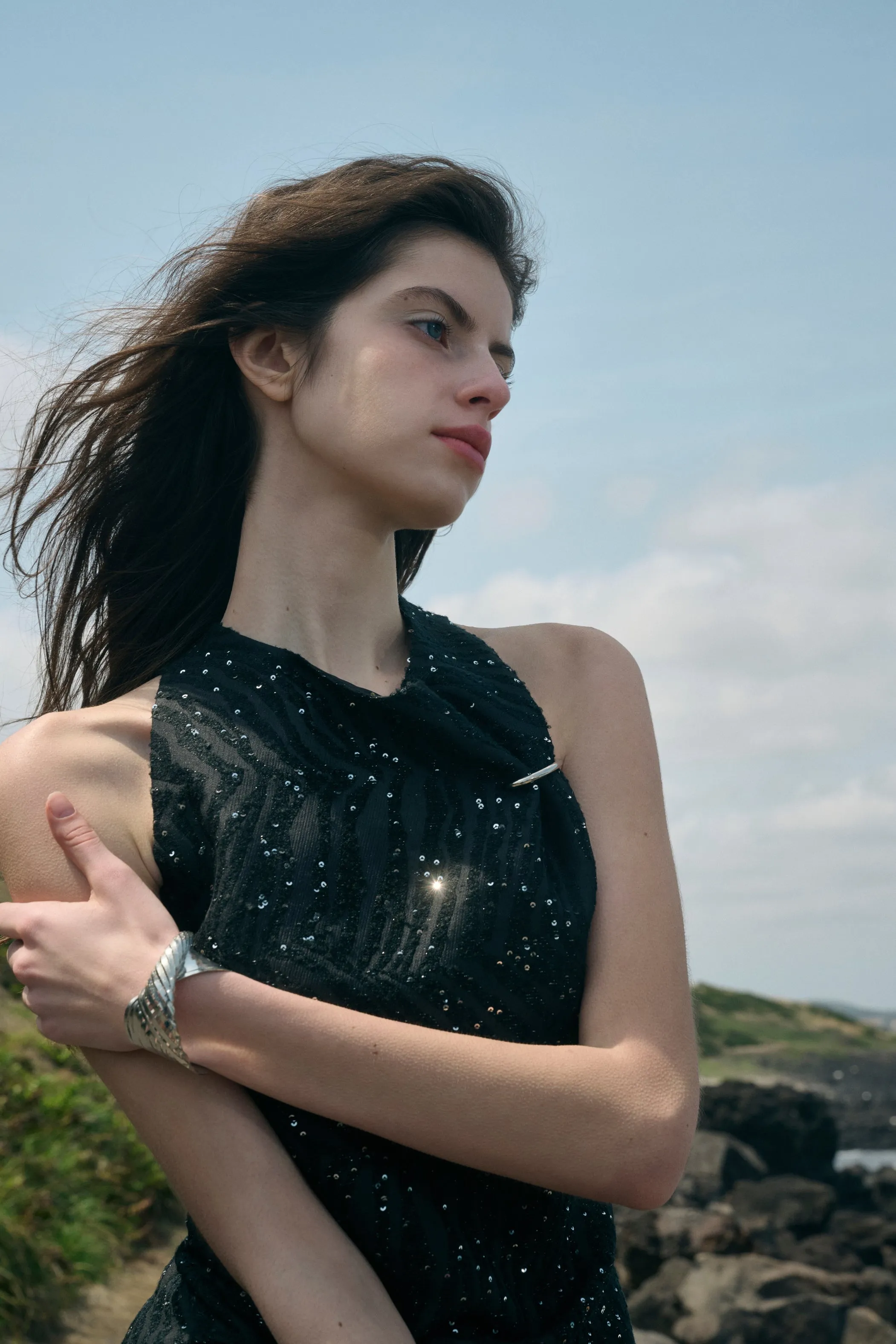 Jacquard sequin mini dress