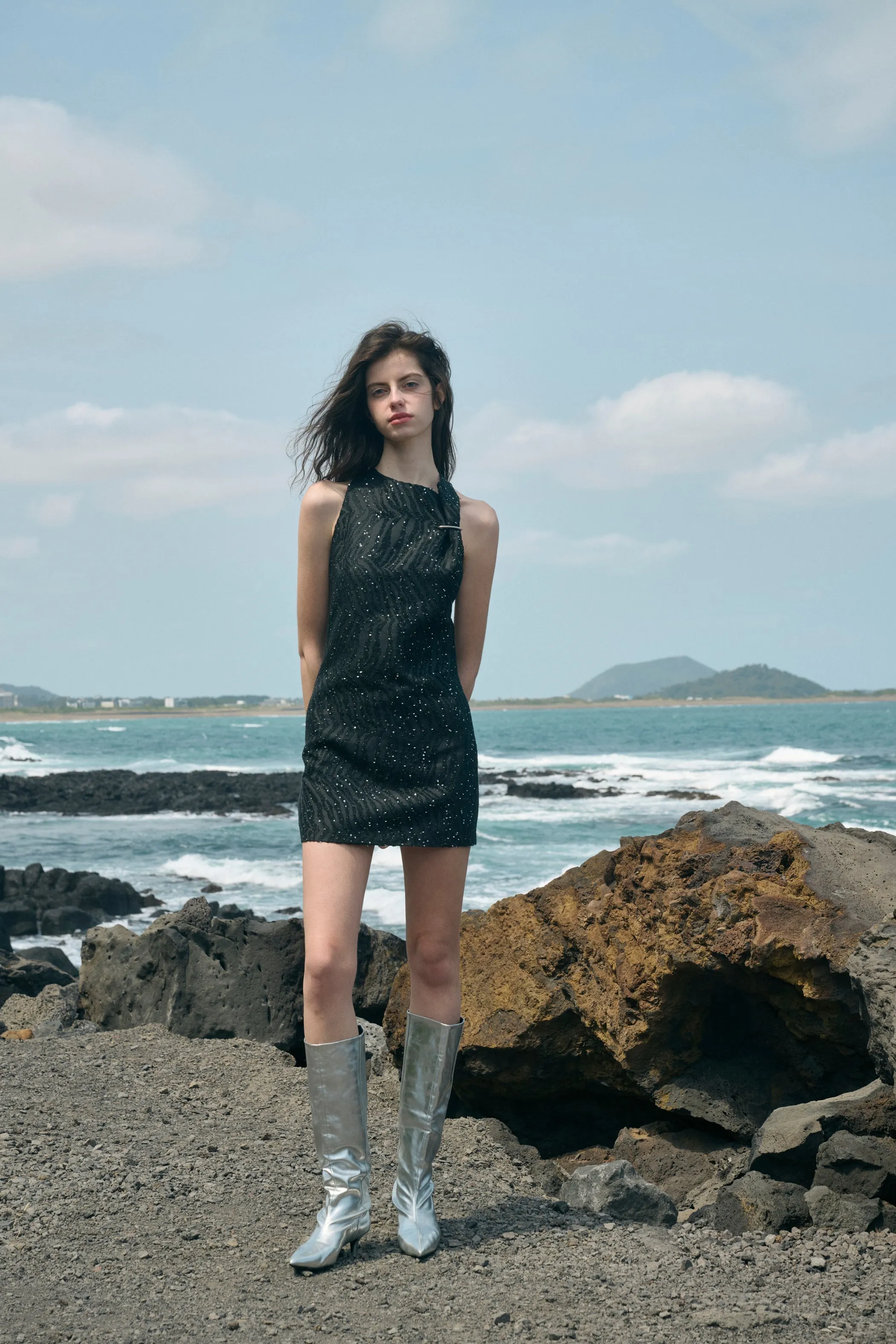 Jacquard sequin mini dress