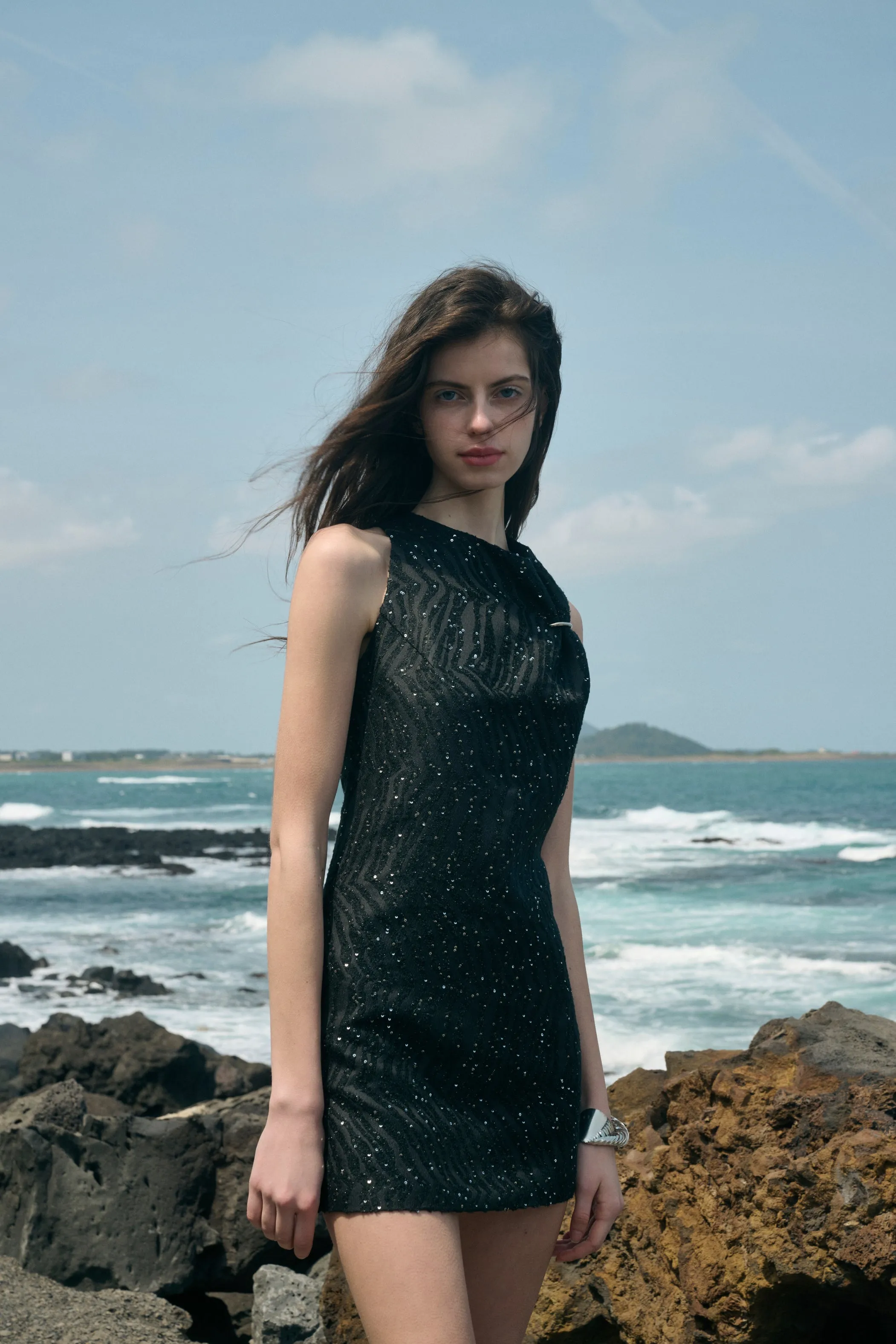 Jacquard sequin mini dress