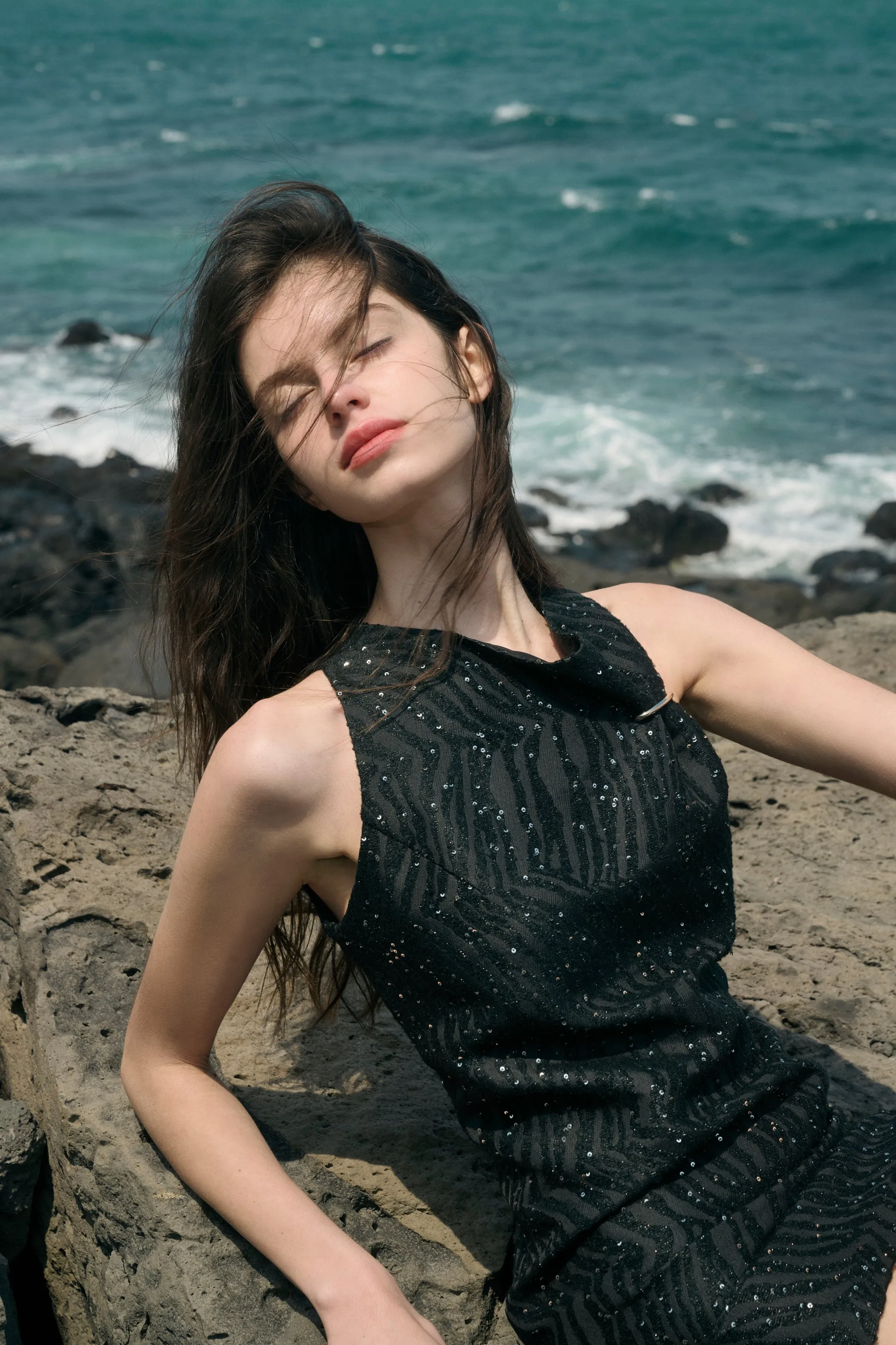 Jacquard sequin mini dress