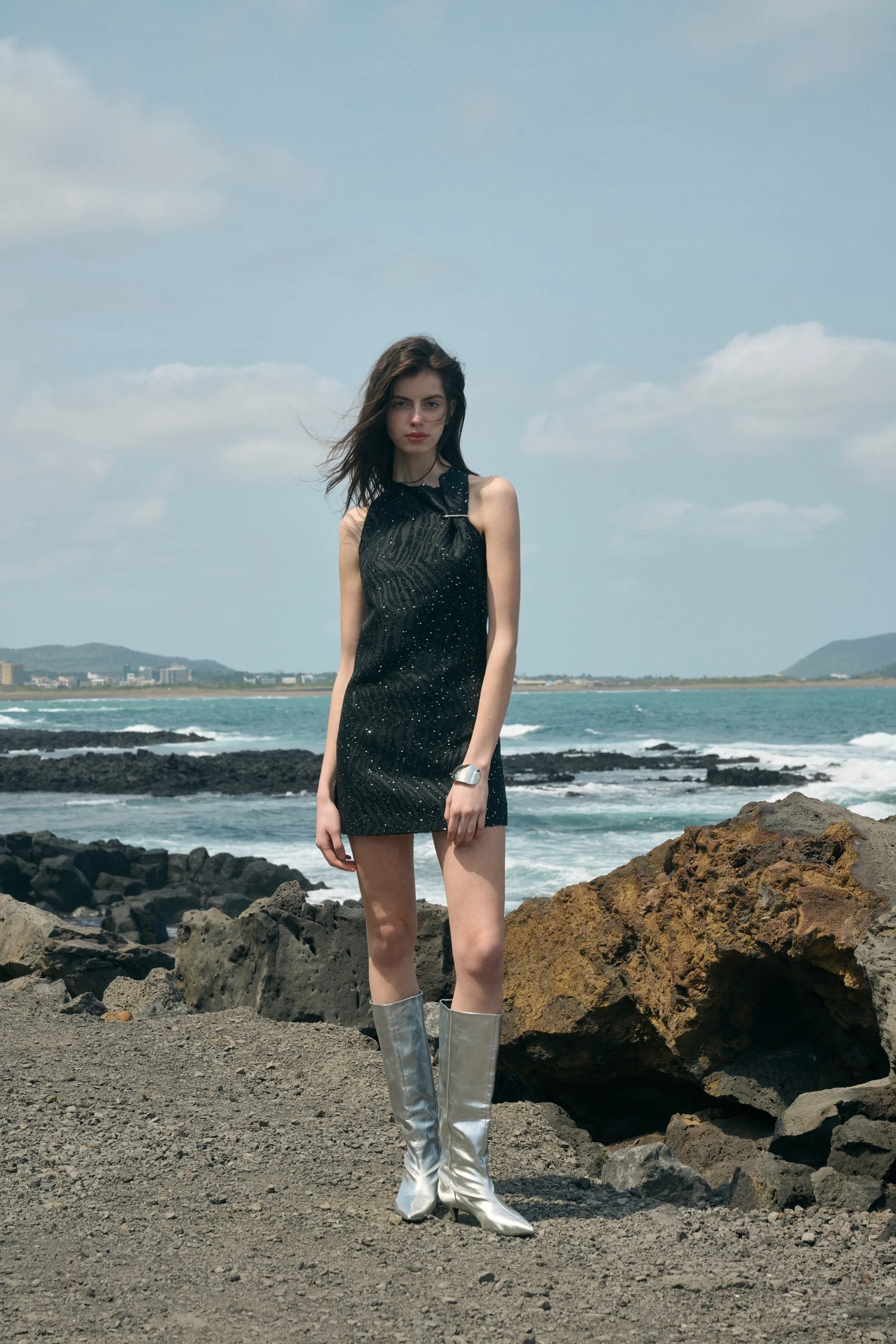 Jacquard sequin mini dress