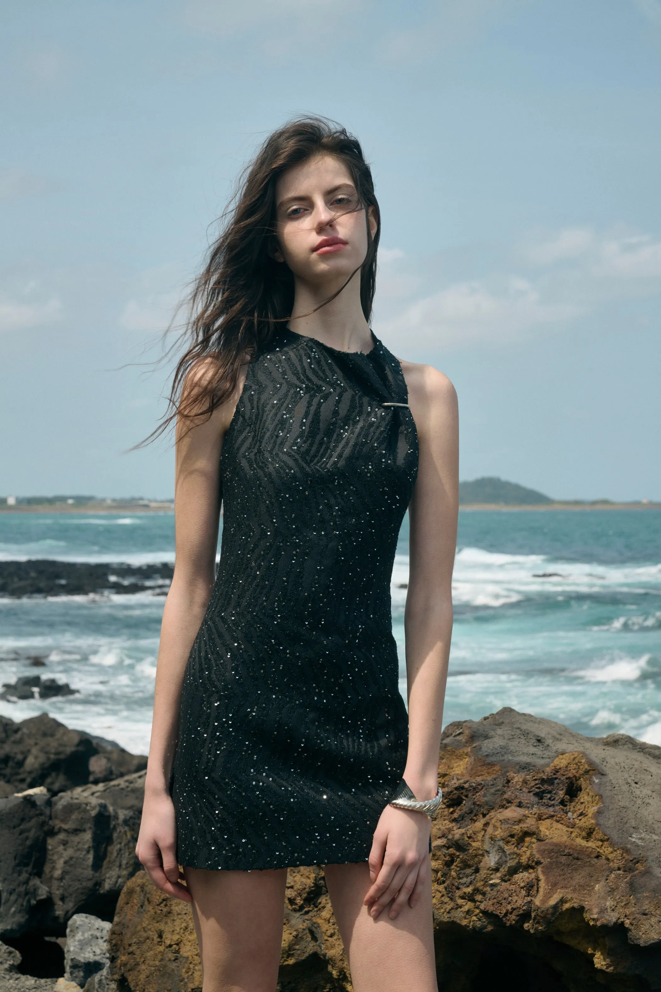 Jacquard sequin mini dress