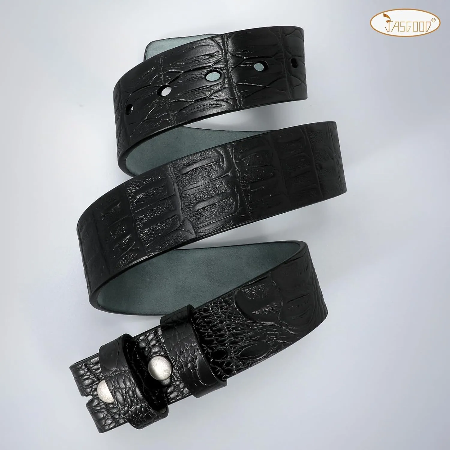 JASGOOD Mens Western Leather Belt Strap Without Buckle 1.5" Vintage Replacement Cowboy Leather Belt Strap with Snap on Buckle