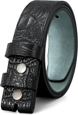 JASGOOD Mens Western Leather Belt Strap Without Buckle 1.5" Vintage Replacement Cowboy Leather Belt Strap with Snap on Buckle