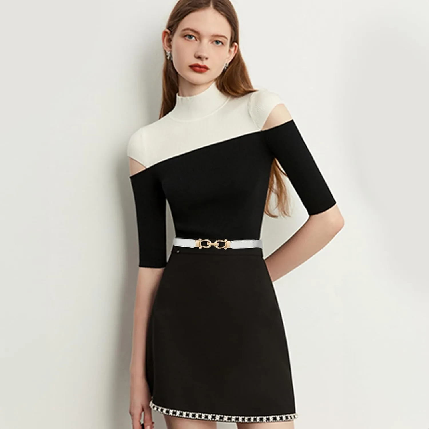 JASGOOD Women Skinny Elastic Stretch Belt for Dresses Retro Ladies Waist Vintage Thin Belt