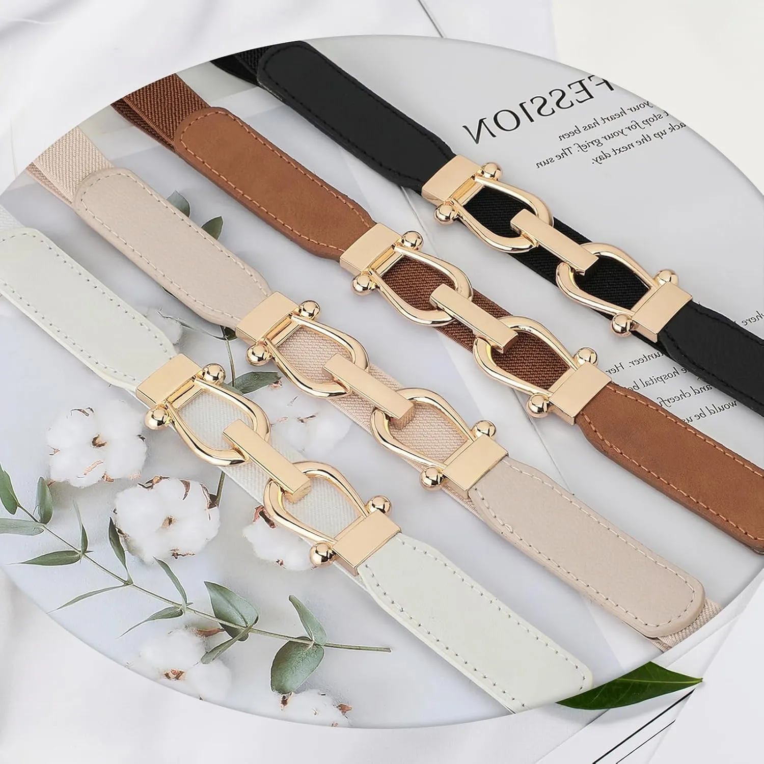 JASGOOD Women Skinny Elastic Stretch Belt for Dresses Retro Ladies Waist Vintage Thin Belt