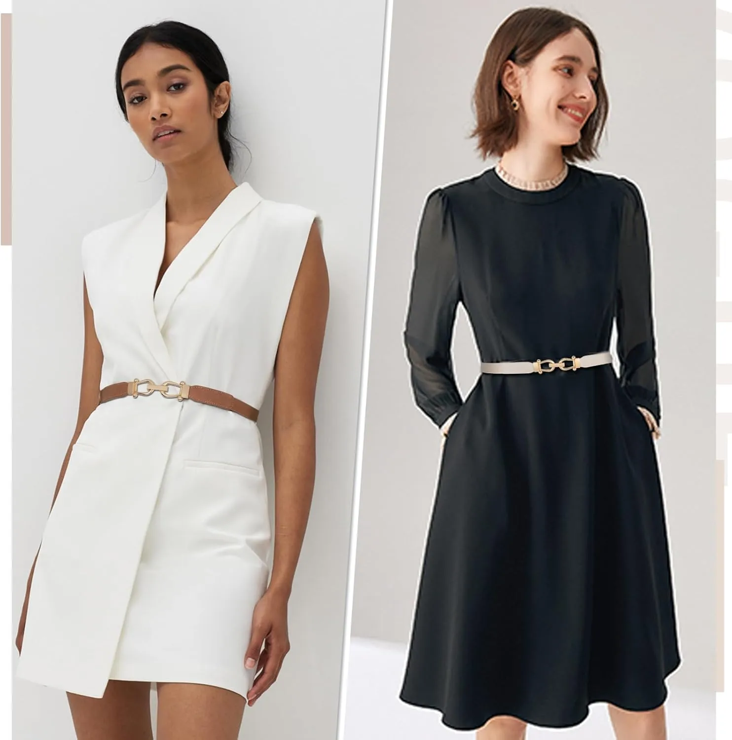 JASGOOD Women Skinny Elastic Stretch Belt for Dresses Retro Ladies Waist Vintage Thin Belt