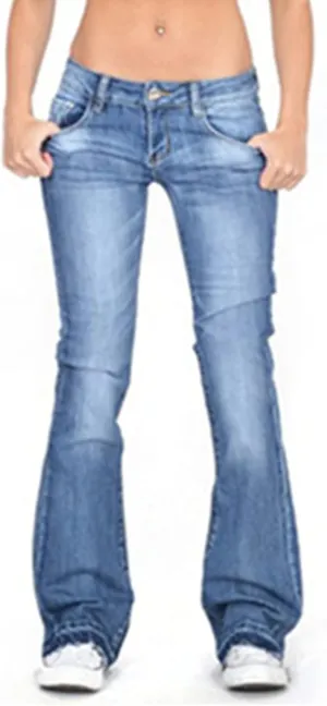 Jeans for Women Trendy Women's Sexy Skinny Flare Jeans Low Waist Stretch Button Comfortable Denim Pants with Pocket