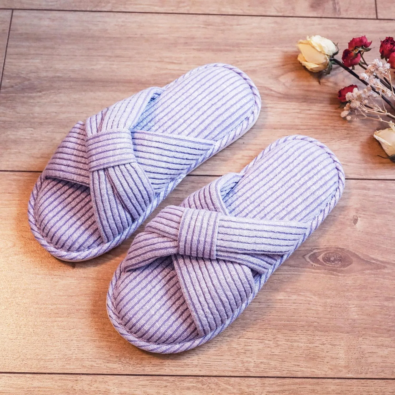 Jerzmy Crossband Slippers for Women, Cute Memory Foam Woman House Slippers Cozy Cushioned Ladies Home Shoes for Bedroom Indoor