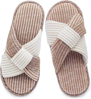 Jerzmy Crossband Slippers for Women, Cute Memory Foam Woman House Slippers Cozy Cushioned Ladies Home Shoes for Bedroom Indoor