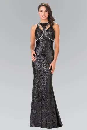 Jewel Embellished Sequin Long Dress GLGL2217