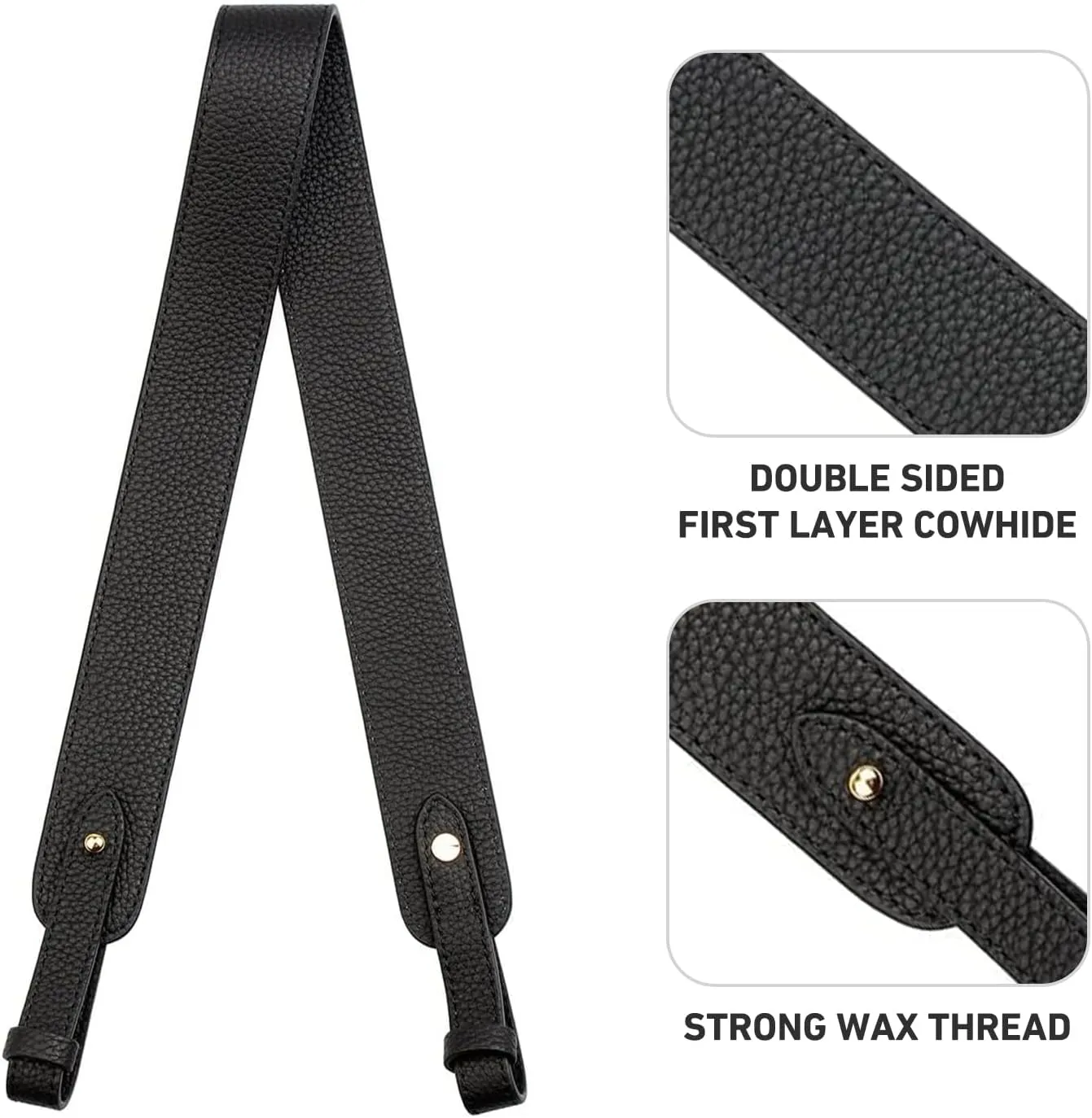 jiesinlov Genuine Leather Shoulder Bag Straps Replacement for Picotin Handbags (Gold Black-L)