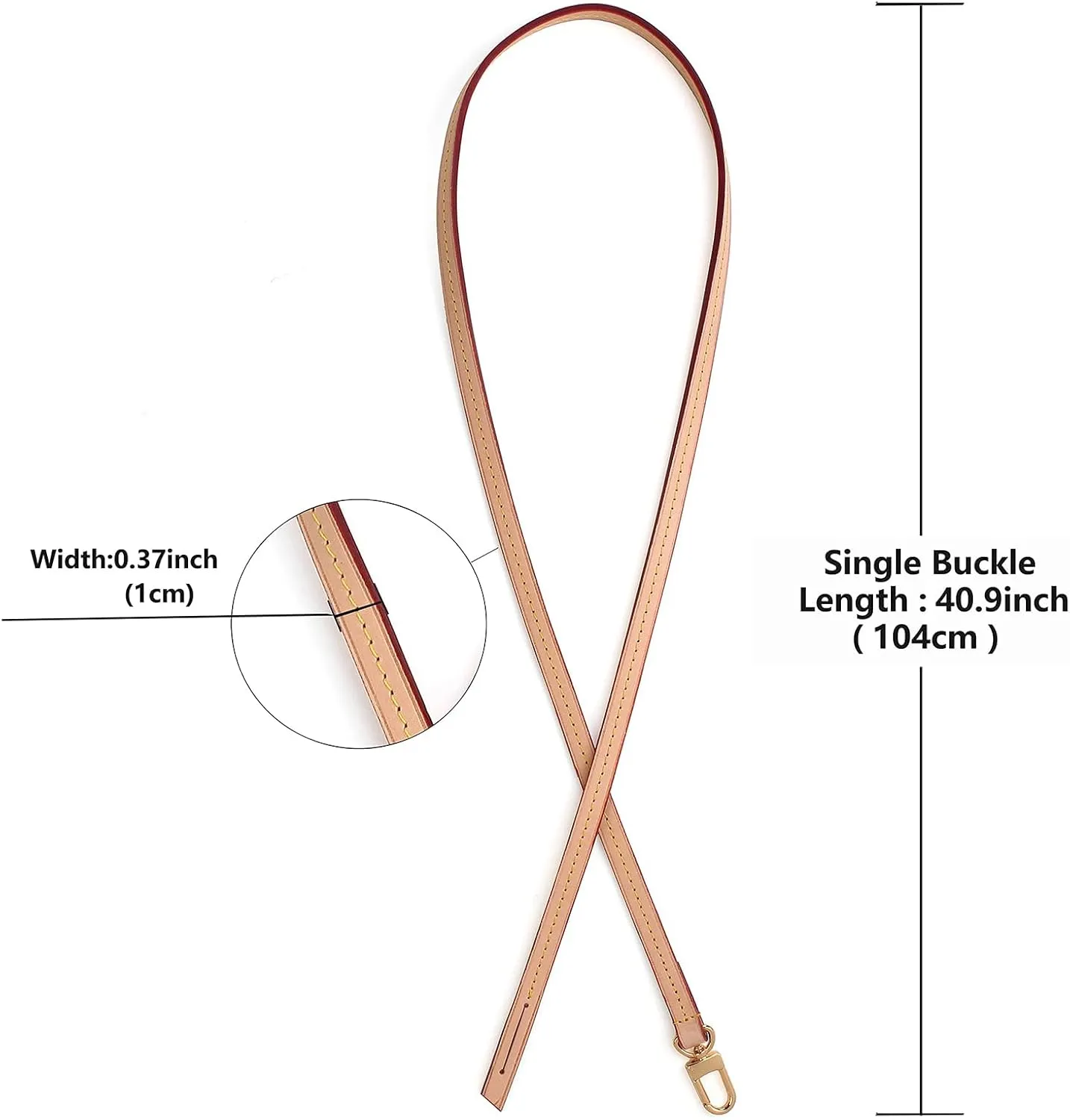 Jiesinlov Vachetta Leather Replacement Crossbody Bags Strap Shoulder Strap for Multi Pochette Accessories (0.37Width Single Buckle 40.9Length)