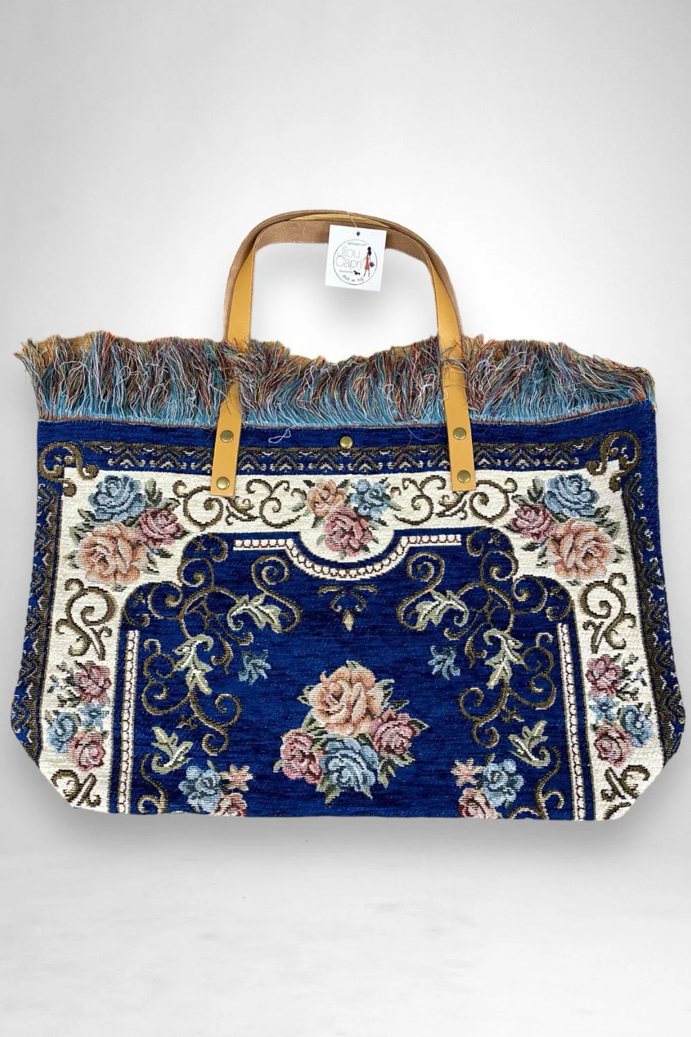 Jijou Capri Tapestry Leather Double Handle Handbag JC0321