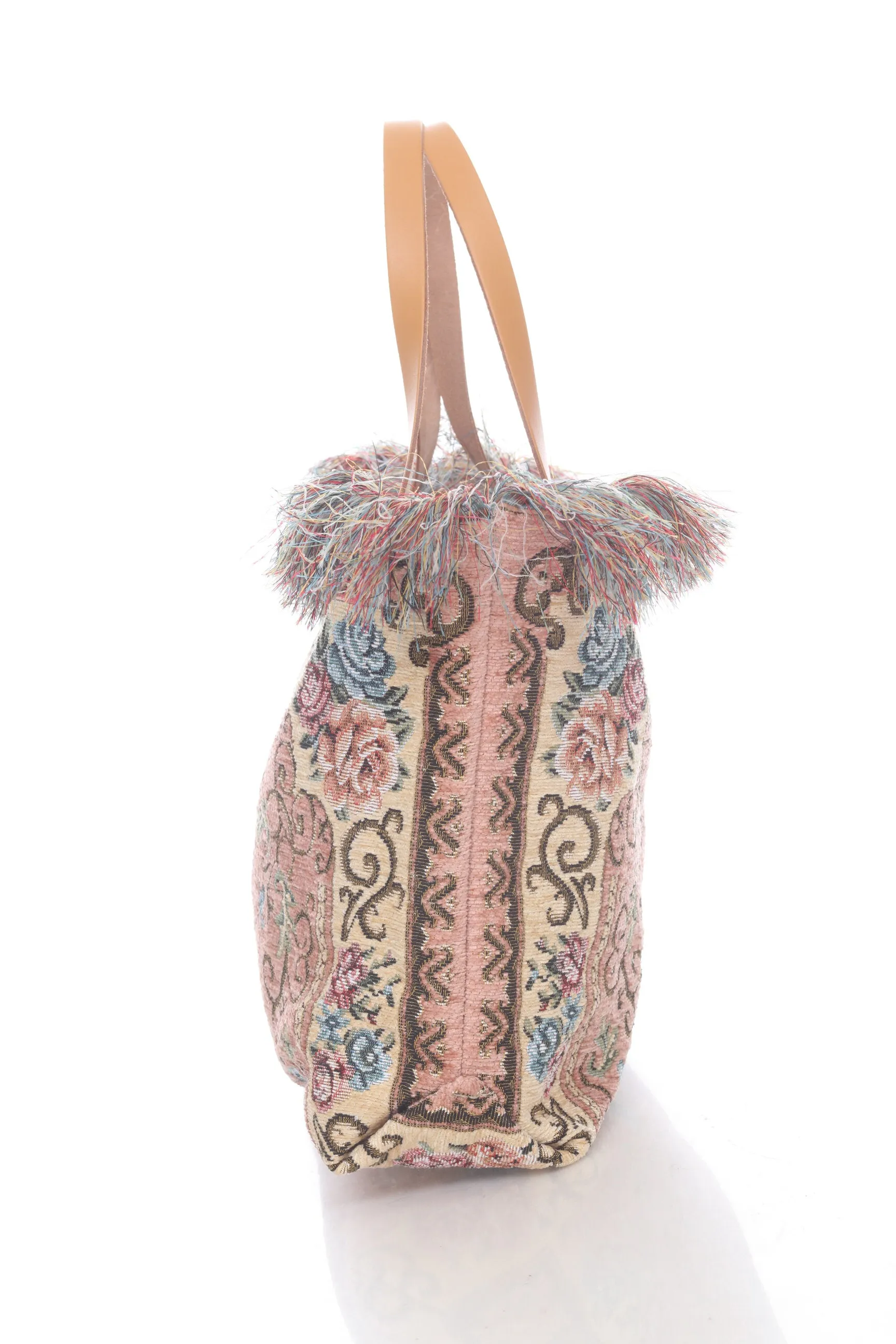 Jijou Capri Tapestry Leather Double Handle Handbag JC0321