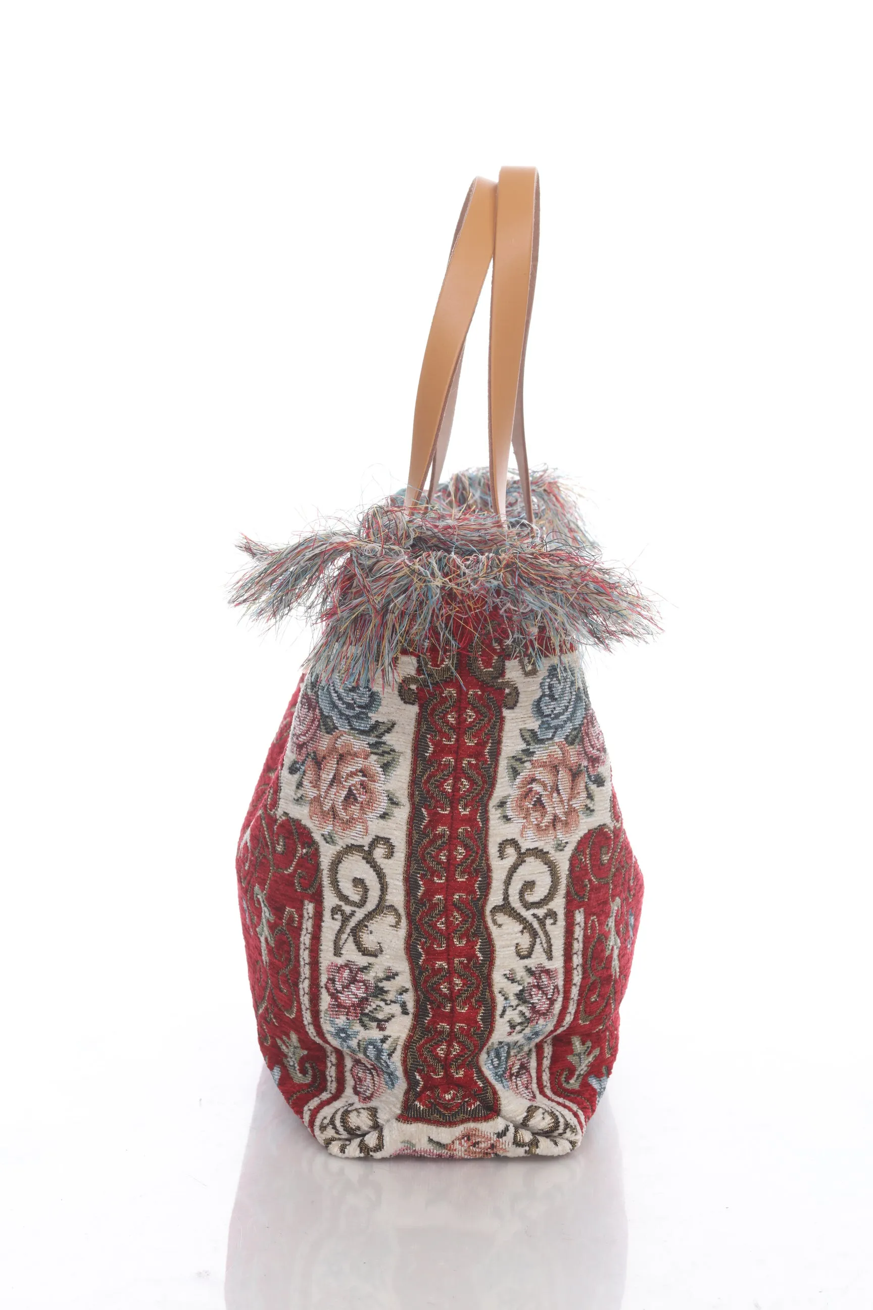 Jijou Capri Tapestry Leather Double Handle Handbag JC0321