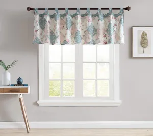 Jolie Diamond Patchwork Floral Valance Tab Top Home Decoration Window Treatment, 84" x 21"