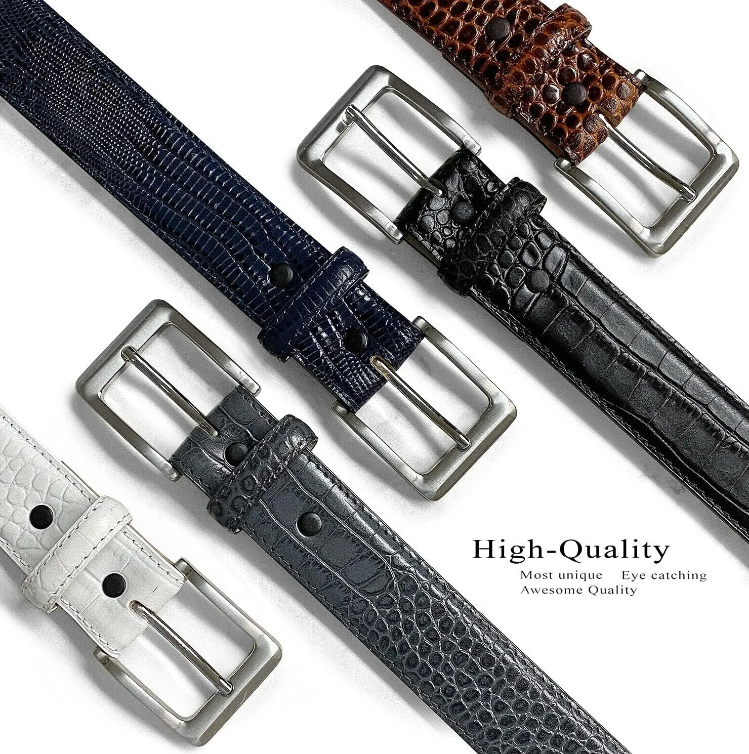 Joseph Gold/Grove Silver / J2 Genuine Full-Grain Cowhide Leather Designer Dress Belt 1-3/8"(35mm) Wide